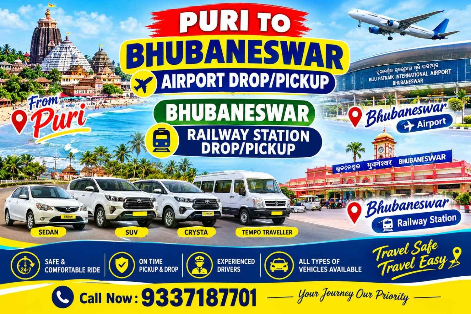 Puri to Bhubaneswar Airport Drop